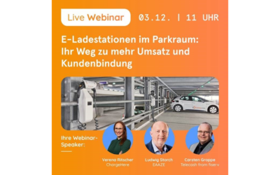 Kostenloses Webinar „E-Ladestationen im Parkraum“