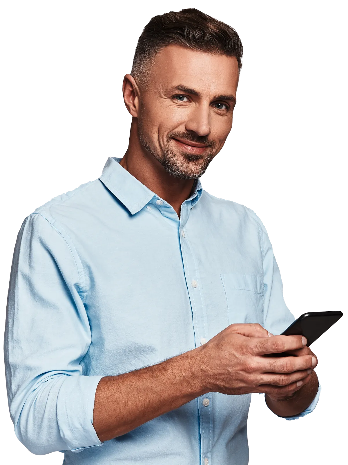 eaaze-man-with-phone-blue-shirt